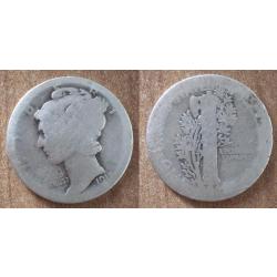 Usa 10 Cents 1918 Dime Mercury Dollar Cent Piece Argent Etats Unis Dollars