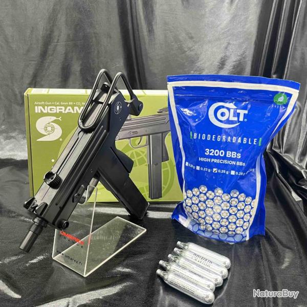 Pack prt  tirer PISTOLET "INGRAM M11" - Cal. 6mm - CO2