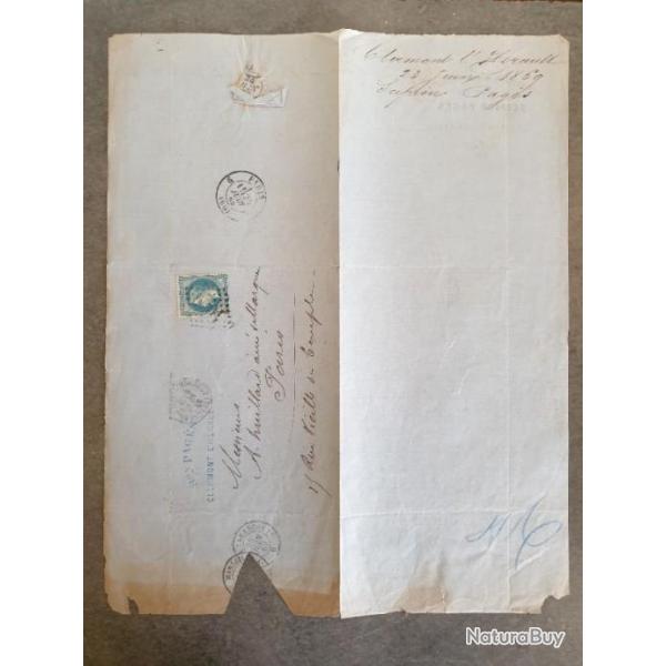 Lettre manuscrite ancienne 1869 Napolon Jais pas mal de lettre carte postale enveloppe timbres