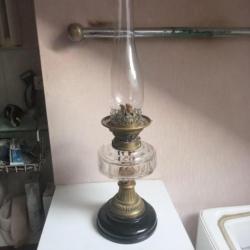 lampe a pétrole 1837 signé patent hinks son's hauteur 53 cm, bronze