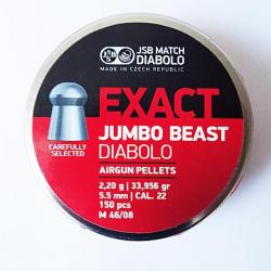 Boîte 150 Plombs JSB Match 5,5 mm - EXACT JUMBO BEAST DIABOLO - 2,20 gr - 33,956 gr.