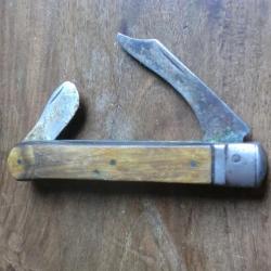 ancien couteau poche mitres bois