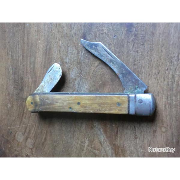 ancien couteau poche mitres bois