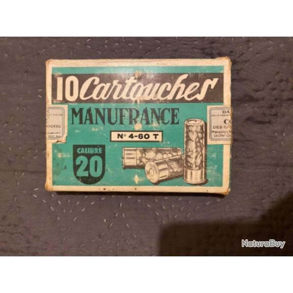 BOTE CARTOUCHES DE CHASSE CAL 20 - plomb n T4 MANUFRANCE