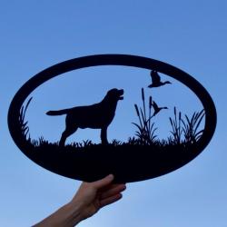 Cadre ovale labrador et canards