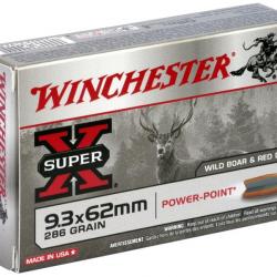 Cartouches WINCHESTER 9.3x62 SUPER X POWER POINT 286 grs - Boite de 20 unités