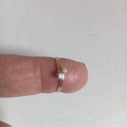 bague or 18 carats avec diamant et perle diamètre 16 mm interieur