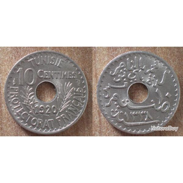 Tunisie 10 Centimes 1920 Protectorat Francais Centime de Francs Piece Franc