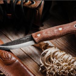 Couteau Condor Trivittata Puukko Lame Acier Carbone 1095 Manche Micarta Etui Salavador CTK396134HC