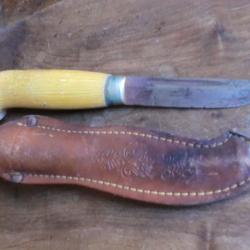 ancien couteau puukko scandinave avec etui cuir