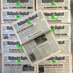 Lot 10 + 1 Gratuit Journaux Allemand ww2 Mülhauser Tagblatt 1944 (lot 7)