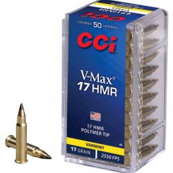 Munitions CCI 17hmr varmint v-max 17gr par 50
