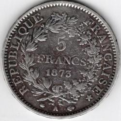 5 francs argent hercule 1873 A - qualité  T T B