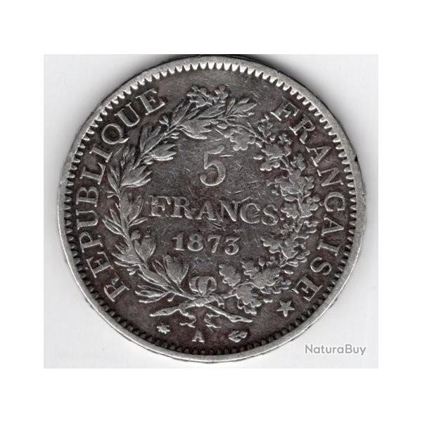 5 francs argent hercule 1873 A - qualit  T T B