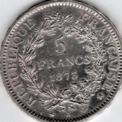 5 francs argent hercule 1873 A  S U P