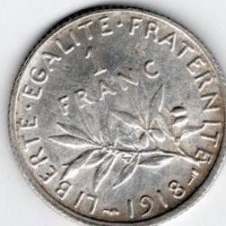 1  franc argent  1918   qualité  SUP