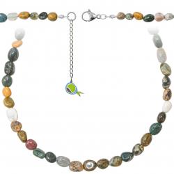 Collier en jaspe océan - Perles roulées 5 à 8 mm - 70 cm