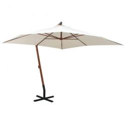 Parasol 300 x 300 cm Poteau en bois Blanc