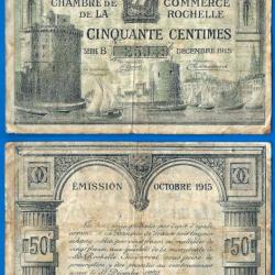 France La Rochelle 50 Centimes 1915 Chambre des Commerces Francs Europe Frc Frcs