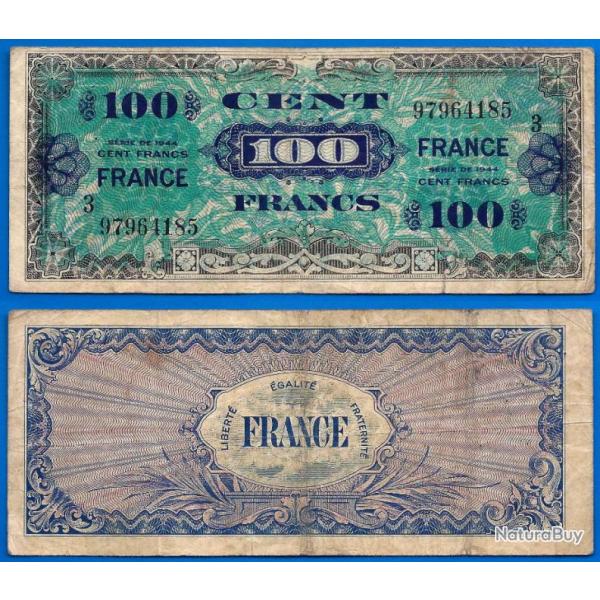 France 100 Francs 1944 Billet Imprim par les USA Serie 3