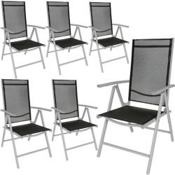 Lot de 6 chaises de jardin pliantes en aluminium noir/gris chaise364
