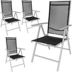 Lot de 4 chaises de jardin pliantes en aluminium noir/gris chaise632