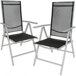 Lot de 2 chaises de jardin pliantes en aluminium noir/gris chaise631