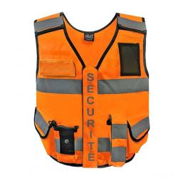 Gilet MULTIPOCKET haute visibilité SÉCURITÉ PRIVÉE Ready 24 ORANGE