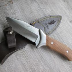 couteau droit JOKER  "Sioux" avec etui cuir de ceinture (h)