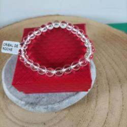 Bracelet perles 8 mm pierres naturelles Cristal de Roche avec écrin ( Réf : 129 )