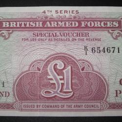 British Armed Forces one pound neuf special Voucher serie 4 1962