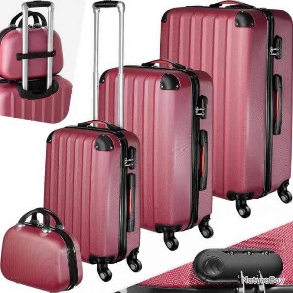 Set de Valises Trolley Rigides rouge bordeaux valise718