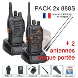SET 2x BAOFENG 888S 5W - AVEC 2x ANTENNES LONGUE PORTÉE - 16 canaux - LIVRAISON GRATUITE !!