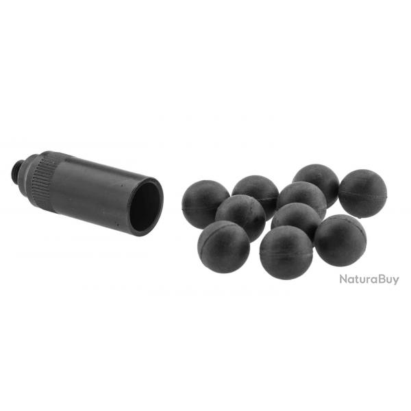 Adaptateur pour armes d'alarme + 10 projectiles Self Gomm filetage 8x100