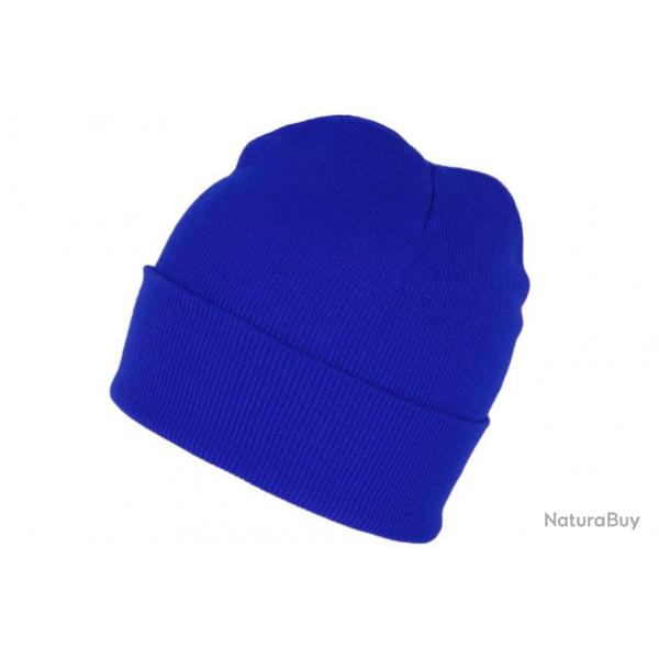 Bonnet Bleu Vif en Laine Tendance et Confortable avec Revers Eric Taille unique Bleu