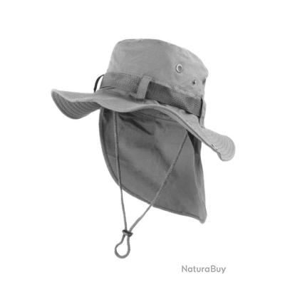 Chapeau Safari Protection Nuque Chapeau Safari Sertay UPF 50 - Protection Solaire Nuque Et Visage - Unisexe Randonnée, Pêche, Jardinage - Gris Chapeau Randonnée Pêche