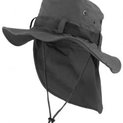 Chapeau Bob Safari Gris Fonce Lien Serrage et Protege Nuque Taille unique Gris