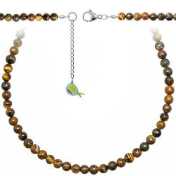 Collier en oeil de tigre - Perles rondes 6 mm - 38 cm