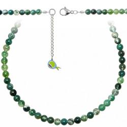 Collier en agate mousse - Perles rondes 6 mm - 43cm