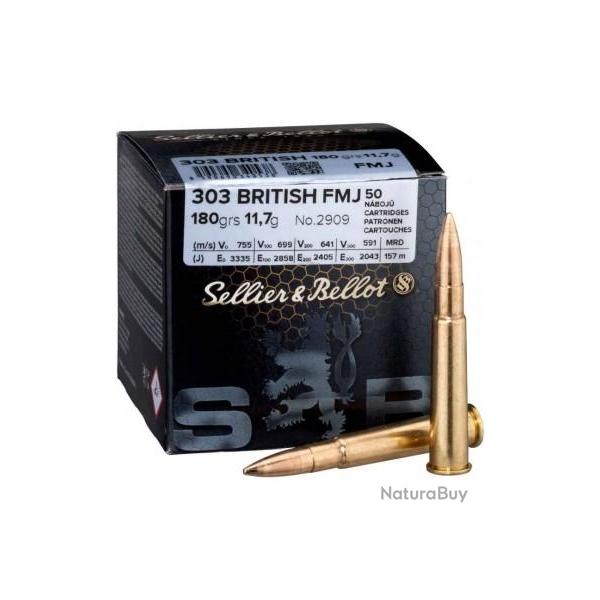50 Balles SELLIER BELLOT Cal.303 british FMJ 11.7gr - 180 grs