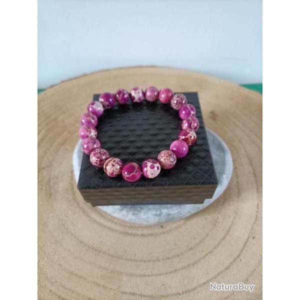 Bracelet en pierre naturelle Jaspe imprial perles 10 mm avec crin Rf : N123