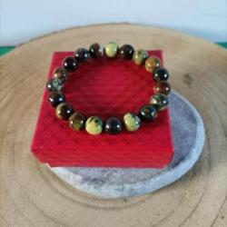 Bracelet en pierre naturelle Opale de Madagascar perles 10 mm  avec écrin Réf : N126