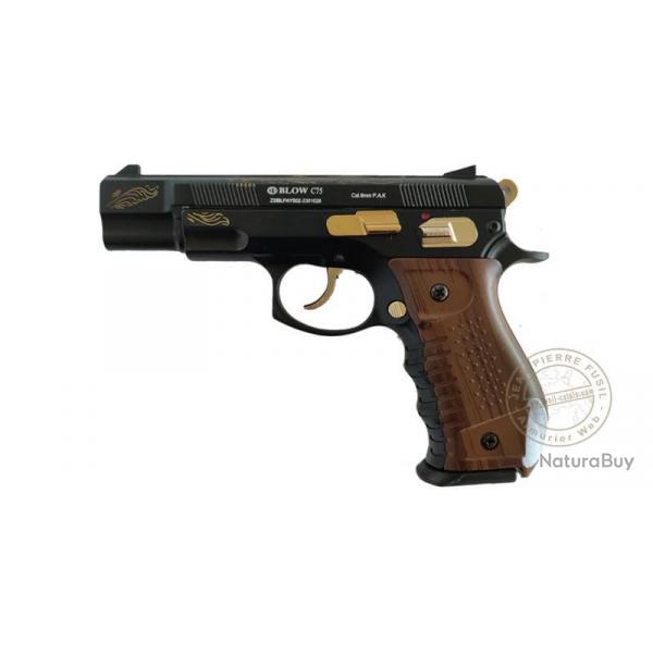 Pistolet d'alarme  blanc BLOW C75 "El Nino" - Cal. 9mm PAK Imitation bois
