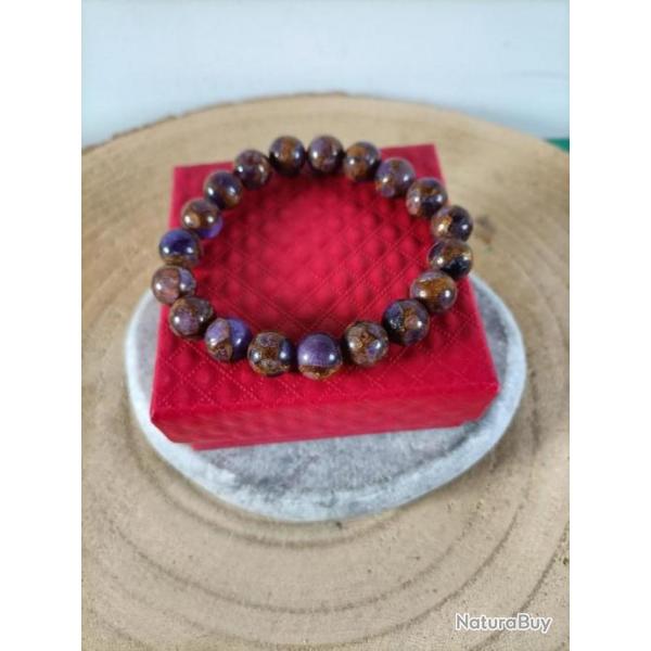 Bracelet en pierre naturelle Jaspe imprial perles 10 mm avec crin Rf : N110