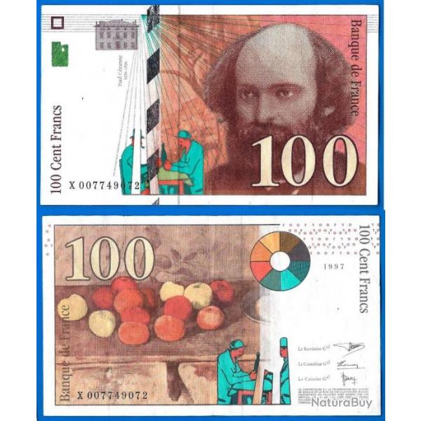 France 100 Francs 1997 Billet Cezanne Peintre Serie X Franc Frcs Frs Frc