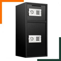 Coffre-fort électronique avec 2 compartiments - Claviers numériques - Verrouillage magnétique - Noir