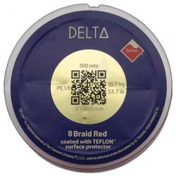 Tresse Delta X8 Multicolore Rouge 300m 23,7lb