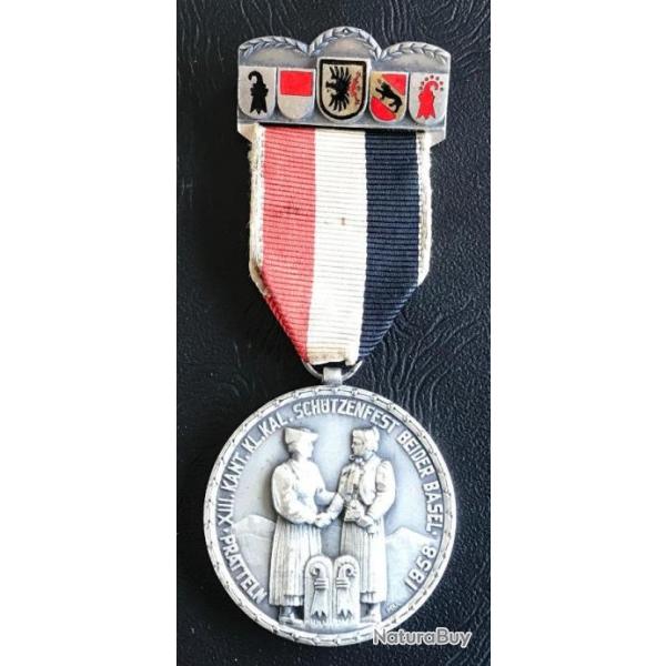 Medaille SUISSE Schutzenfest Beider BASEL - 1958 - Prattelin. XIII. Kant. Kl. Kal