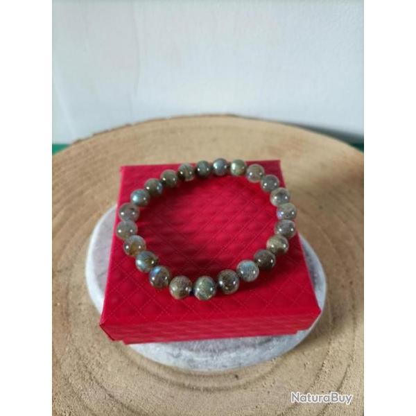 Bracelet en pierre naturelle Labradorite qualit A  perles 8 mm avec crin Rf : N48