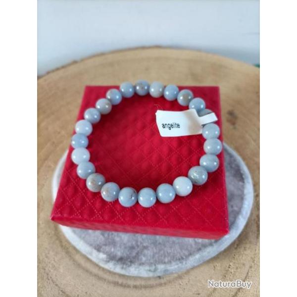 Bracelet en pierre naturelle Anglite perles 8 mm avec crin Rf : N64